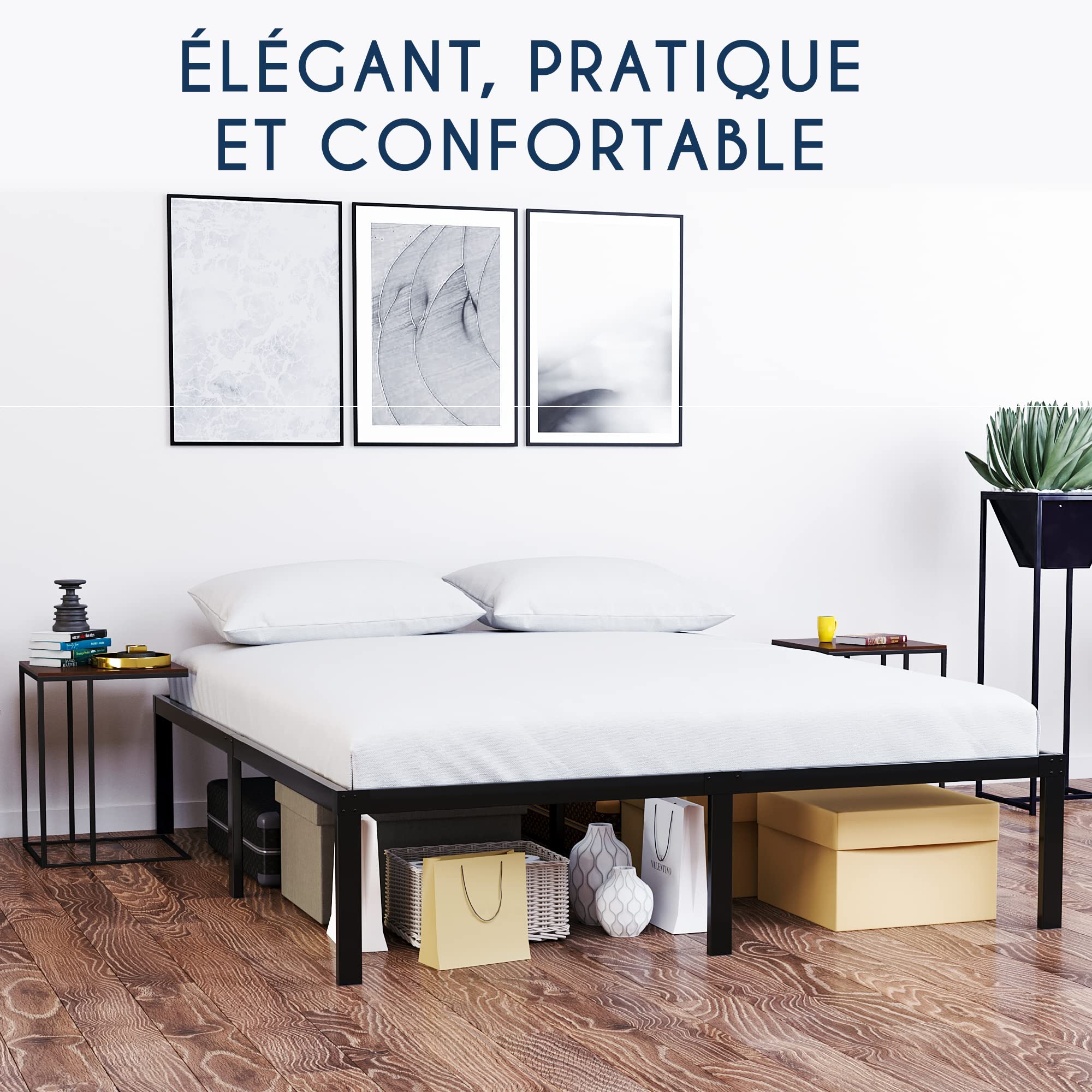 Dreamzie Bed frame 160 x 200 cm with bed base and storage 36 cm